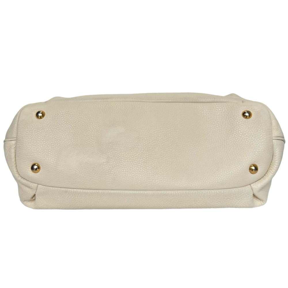 Miu Miu Pebbled Leather Crossbody Shoulder Hand Bag Satchel East West Off White - Picture 8 of 17